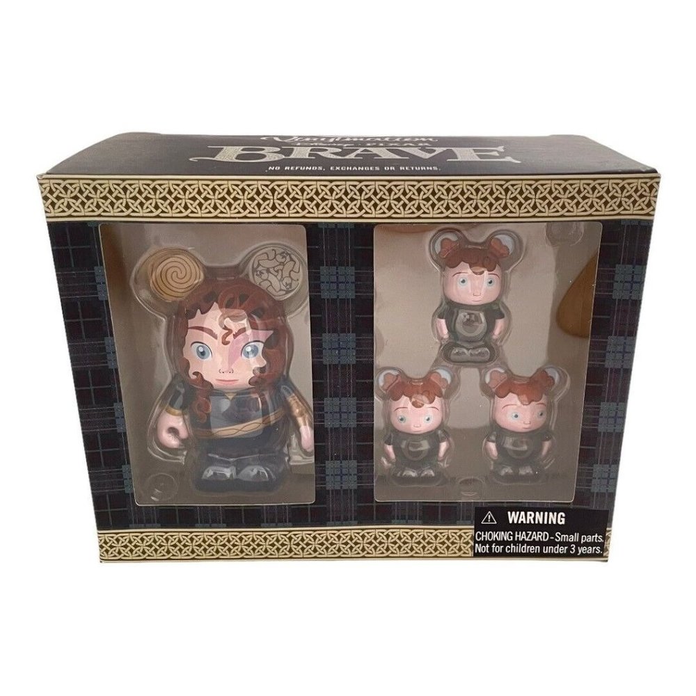Disney Pixar Vinylmation Brave Merida 3" and Triplets Brothers 1 1/2" Figures